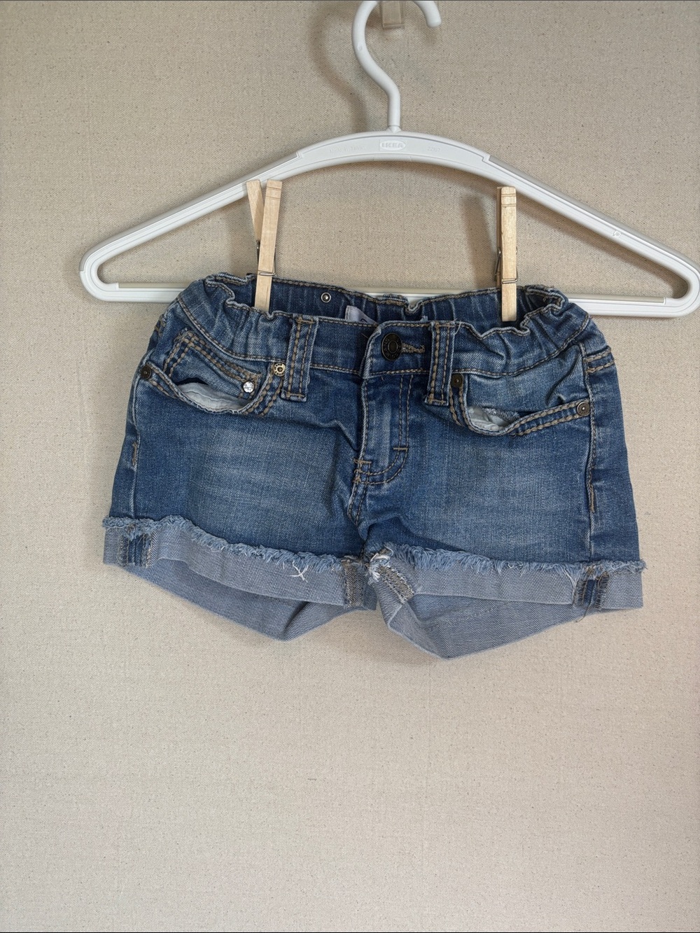 Denim Stretch Roll-Cuff Shorts for Kids - Blue